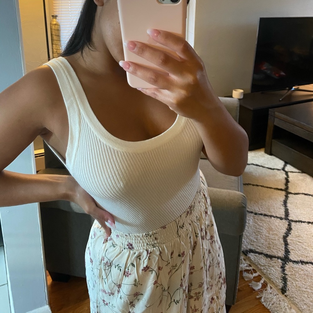 White Ribbed Tank Top